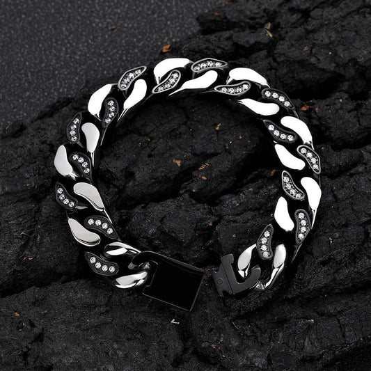 Pulsera de Acero Titanio para Hombre con Circonitas y Acabado Facetado - Image 2