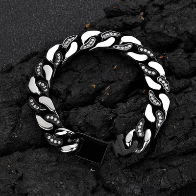 Pulsera de Acero Titanio para Hombre con Circonitas y Acabado Facetado - Image 2