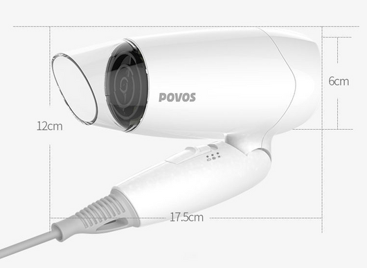 White compact hair dryer with a clear nozzle and control buttons on the handle, ideal for household or travel use. - Image 13