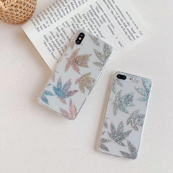 Funda para celular con diseño de piña y hoja electrochapada
