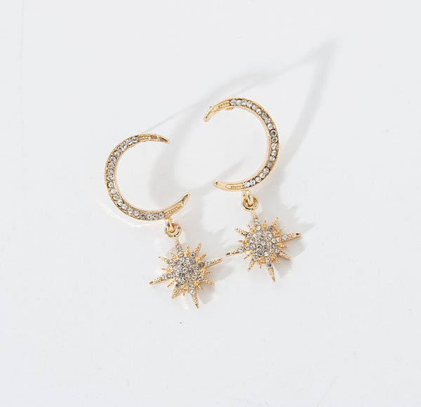 Aretes Largos Versátiles de Estrella y Luna Creciente