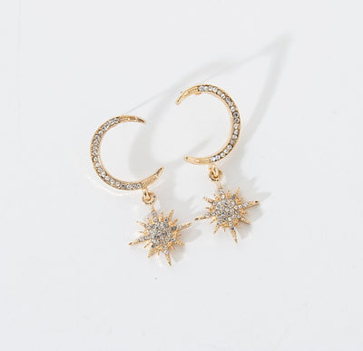 Aretes Largos Versátiles de Estrella y Luna Creciente