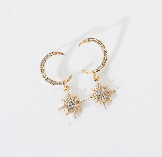 Aretes Largos Versátiles de Estrella y Luna Creciente