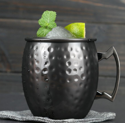 Vaso Cóctel Moscow Scorpion Acero Inoxidable Efecto Martillado Plateado Negro - Image 14