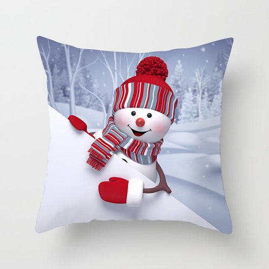Funda de Almohada Navideña Muñeco de Nieve Tono Melocotón - Image 10