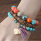 Pulsera Elefante Bebé con Cuentas de Madera y Borlas - Diseño Multicapas