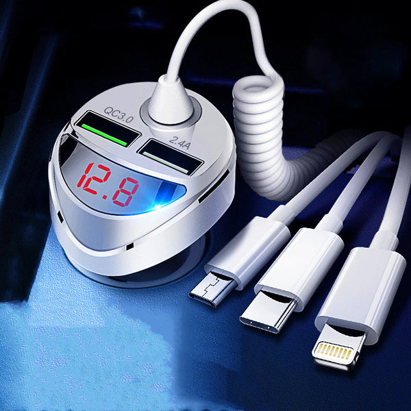Adaptador USB con Pantalla LED Digital para Carga Rápida en Auto