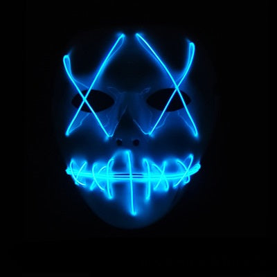 Máscara LED de Horror Halloween con Boca Rasgada y Ojos Cruzados Luminosos - Image 3