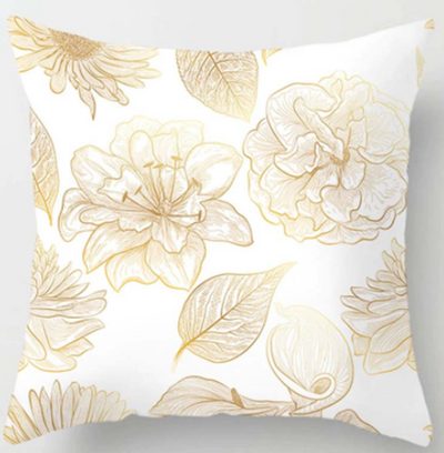 Almohada de Respaldo Flanela Dorada con Flores y Lentejuelas - Image 17