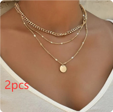 Collar de Cadenas en Capas para Mujer con Dije de Disco - Image 8