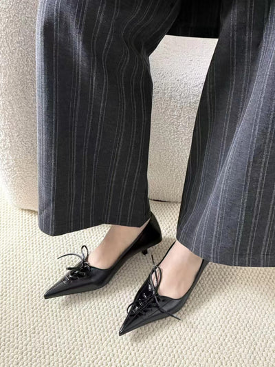 Zapatos de Tacón Grueso con Moño - Slip-on Cómodos y Elegantes - Image 9