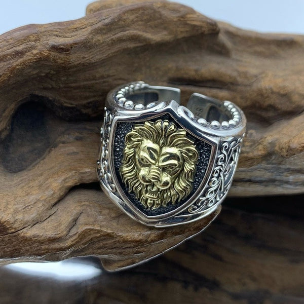 Anillo Abierto León Dominante en Plata 925