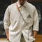 Camisa Manga Larga Estilo Retro con Totem Indígena Crema