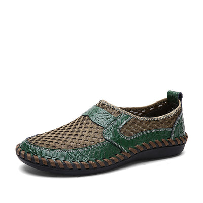 Zapatos de Cuero Hueco con Malla para Hombre