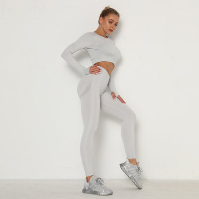 Traje de Yoga Largo Ajustado de Cintura Alta con Manga Larga - Image 56