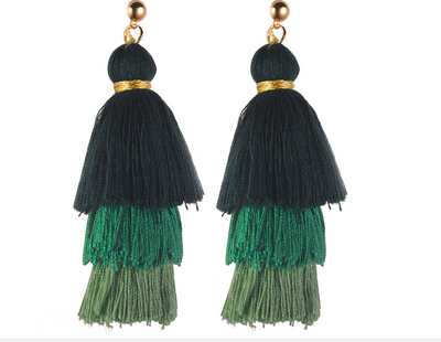 Aretes de Borlas de Algodón con Degradado Tricolor - Image 7