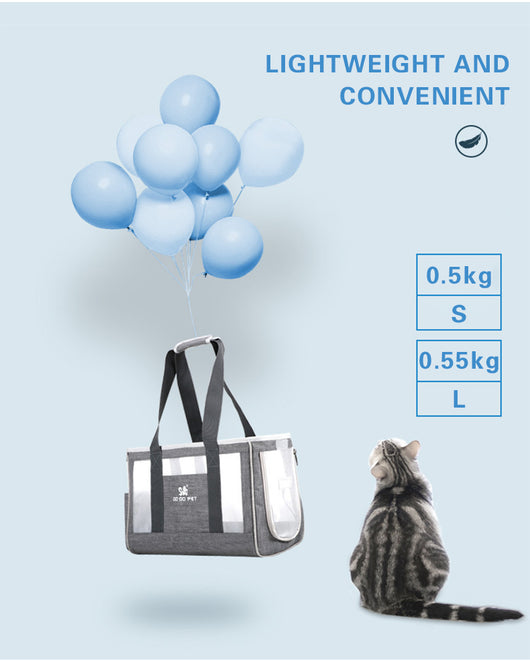 Navy blue portable pet carrier bag with mesh windows, top handles, and a side pocket for small dogs or cats. - Image 8