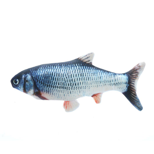 Three plush simulation fish cat toys with realistic blue and black scale patterns and black fins. - Image 4