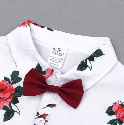 Conjunto de Verano para Niños: Polo Floral Manga Corta con Shorts Rojo - Image 3