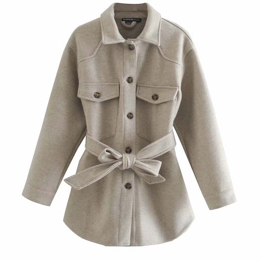 Chaqueta Tipo Camisa Cinturada para Mujer - Abrigo Ligero Otoño Invierno - Image 6