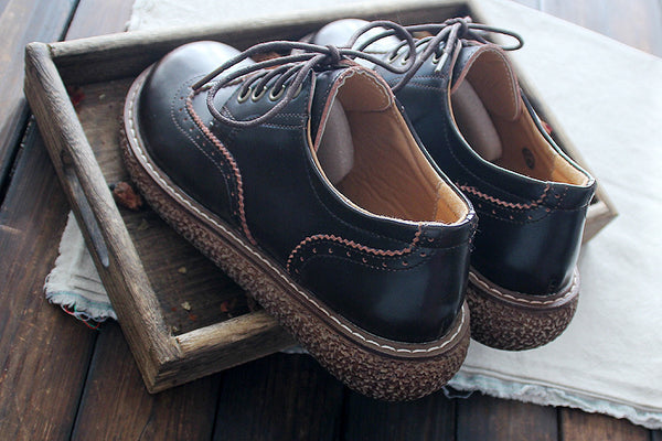 Zapatos de Cuero para Mujer Estilo Retro Literario