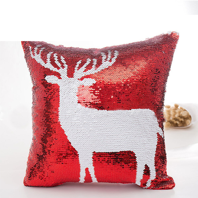 Funda de Almohada Navideña con Lentejuelas Reversibles Roja - Image 5