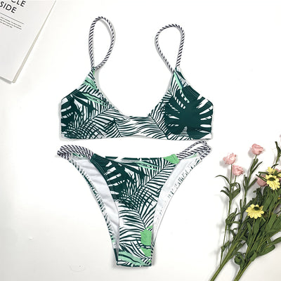 Bikini Dividido con Estampado de Hojas - Image 14