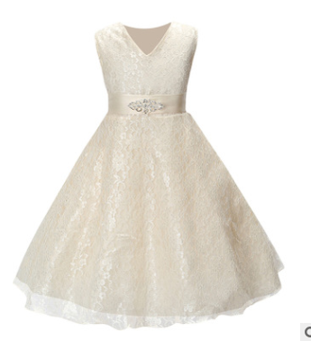 Vestido de Novia Infantil con Cinturón de Diamantes - Image 4