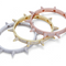 Pulsera Hip Hop Chapada en Oro Rosa con Cristales Brillantes y Remaches Puntiagudos