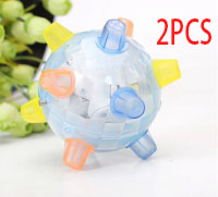 Three colorful translucent dancing ball glowing toys with rubber nubs in pink, blue, and green for pets. - Image 9