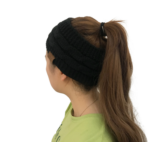 Gorro Tejido Invierno para Mujer con Agujero para Coleta - Beanie Cálido de Punto Trenzado - Image 6