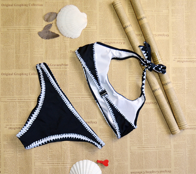 Conjunto de Bikini Triangular Estampado con Bloques de Color - Image 4