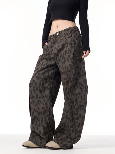 Pantalones Jeans Leopardo Retro Mujer Cintura Alta Pierna Ancha - Image 16