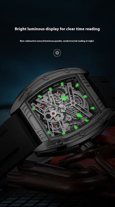 Reloj Mecánico Estilo Barril de Vino con Correa de Silicona - Image 24