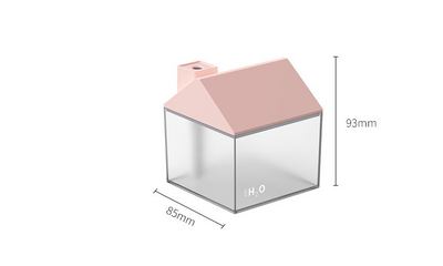 Two house-shaped USB humidifiers, one dark gray and one pink, with clear bases showing H₂O text. - Image 4