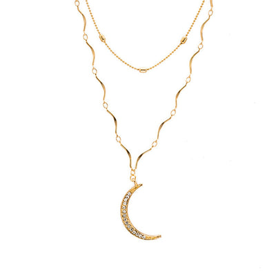 Collar Colgante de Luna con Diamantes Completos - Diseño Capas - Image 4