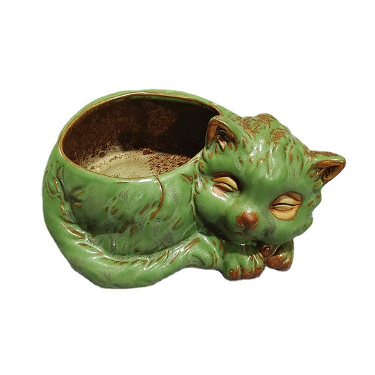 Maceta de Cerámica con Diseño de Gato Adorable para Suculentas y Flores - Image 2