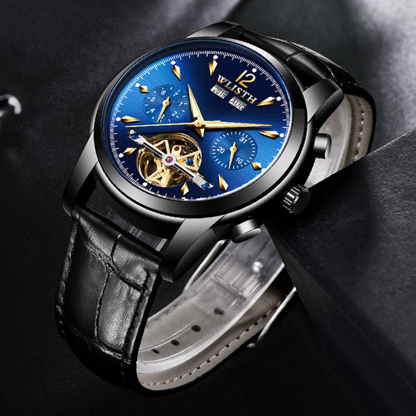 Reloj Mecánico Automático Multifunción Estilo Empresarial Coreano para Hombre