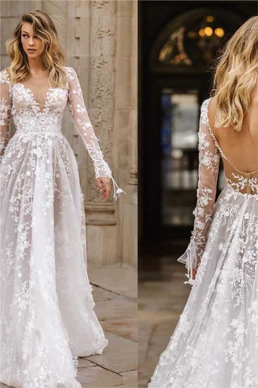 Vestido de Novia Elegante con Encaje y Mangas Largas - Image 6