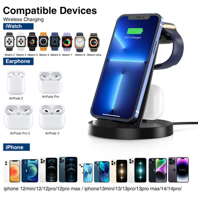Cargador Inalámbrico Magnético 3 en 1 con Soporte para Celular - Image 10
