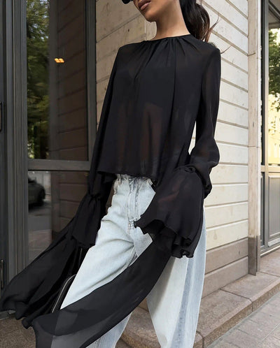 Blusa Holgada de Gasa Estilo Oscuro para Mujer - Image 9