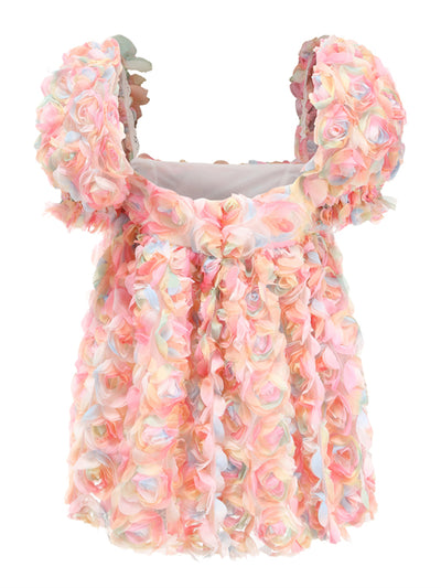 Vestido Corto Estampado Floral con Mangas Abullonadas para Mujer - Image 12