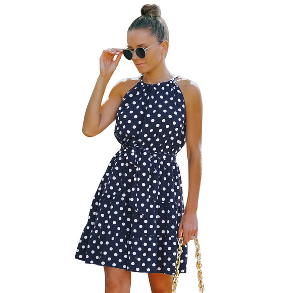 Vestido Elegante de Chifón con Lunares para Mujer