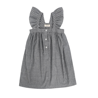 Vestido de Playa Niña con Volantes y Mangas Aleteo a Rayas - Image 9