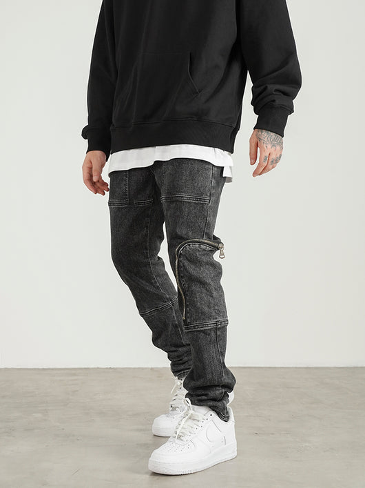 Jeans Slim Fit Gris Desgastado Lavado - Image 2