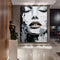 Cuadro Pintura al Óleo Abstracto Blanco y Negro Retrato Moderno de Mujer para Decoración del Hogar