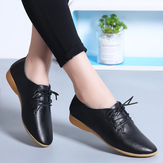 Zapatos Blancos Planos Clásicos Estilo Británico para Mujer
