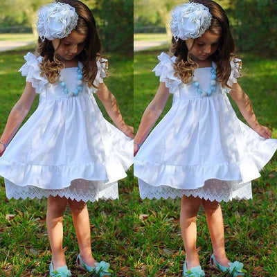 Vestido Infantil de Encaje Blanco con Malla - Image 10