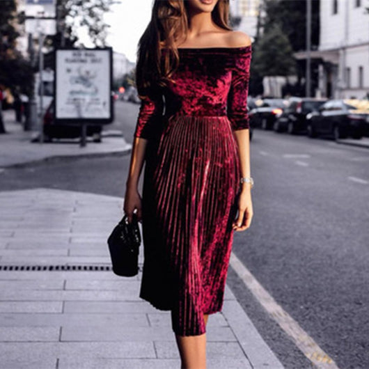 Vestido Largo Elegante con Hombros Descubiertos