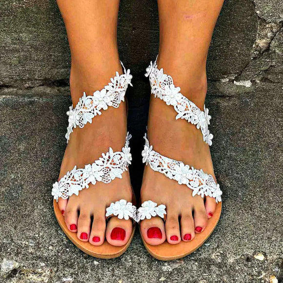 Zapatos Planos Mujer Talla Grande con Flores de Cristales